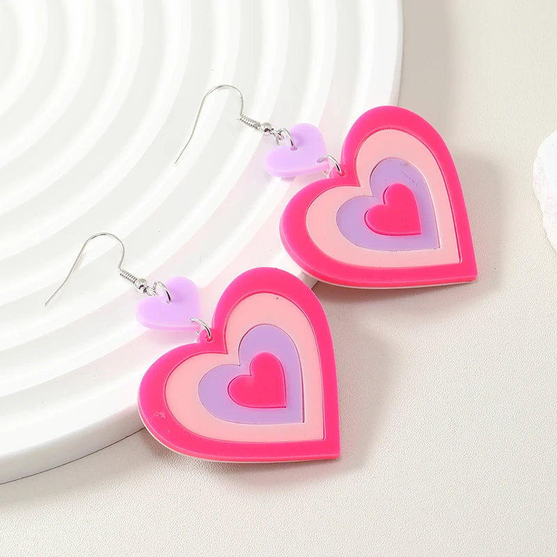 EU and US creative new style temperament color contrast love acrylic earrings women fashion trend earrings sweet girl