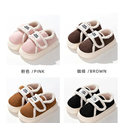Warm Cotton Slippers Women Men Winter Platform Shoes Soft Plush Thick Sole Couples Indoor Home Floor Footwear With Heels