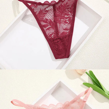 6Pcs/Set Lace Thong For Women Low Rise Soft Intimates Lingerie Sexy Lace Panties Color Ladies Comfortable Underpants Girls Panty