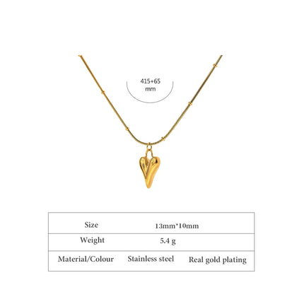 Yhpup Temperament Heart Pendant Chain Necklace for Women Stainless Steel Stylish Choker 18 K Jewelry Waterproof Party Gift