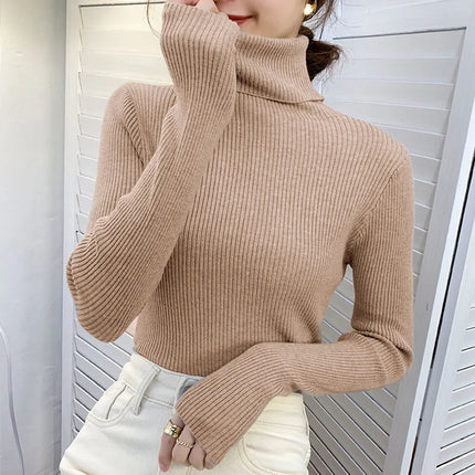 Women Fall Turtleneck Sweater Knitted Soft Pullovers Cashmere Jumpers Basic Soft Sweaters For Women 2024 Autumn Winter