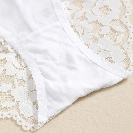 1 Set Elegant Erotic Lace Embroidery Breathable Fabric Lingeries : Push-Up Bra, Low Waist Sheer Panty - Ultimate Valentine's Day