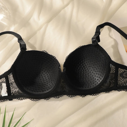 Transparent Floral Two Pieces Clothing Underwire Push Up Lingeries For Woman A2123