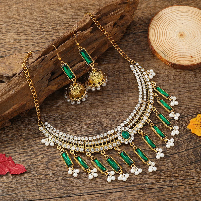 Vintage Bohemian style necklace, earrings, collarbone chain, exaggerated personality, ethnic style chain accessories, exotic atm