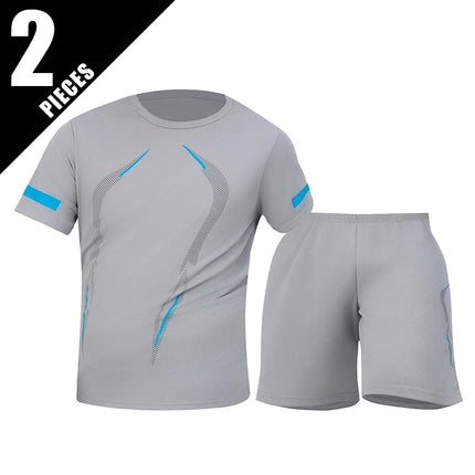 2/6 Pack Plus Size Men's Quick-drying Short-sleeved Shorts Suit Men's Leisure Sports Running Fitness T-shirt Joker Shorts Teen
