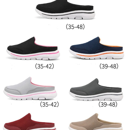 2024 Summer new breathable mesh shoes outdoor non-slip walking shoes comfortable sandals men half slippers casual loafers 35-48