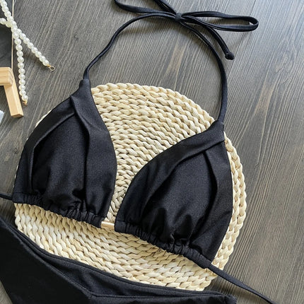 2025 New Sexy Triangle Bathing Suit for Women Brazilian Bikinis Halter Swimwear Push Up Swimsuit Metal Chain Beach Bikini Set