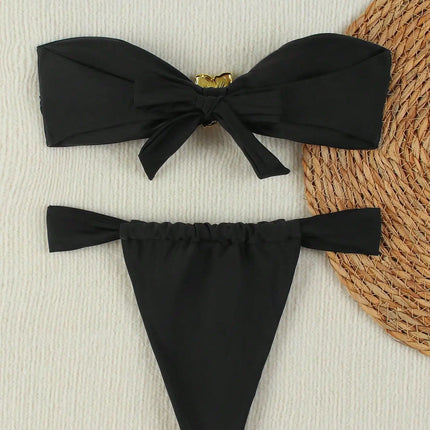 "2025 Sexy Bandeau Push-Up Bikini Set - Brazilian Thong Swimwear for Women"