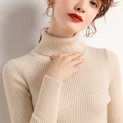 Women Fall Turtleneck Sweater Knitted Soft Pullovers Cashmere Jumpers Basic Soft Sweaters For Women 2024 Autumn Winter