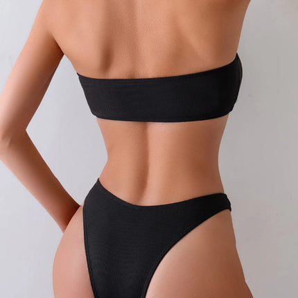 "2025 Sexy Bandeau Push-Up Bikini Set - Brazilian Thong Swimwear for Women"