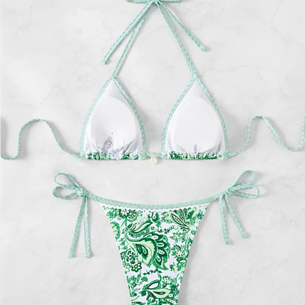 2025 Halter String Triangle Two Piece Bikini Women Swimwear Female Swimsuit Bathers Bathing Swimming Suit Beachwear Summer