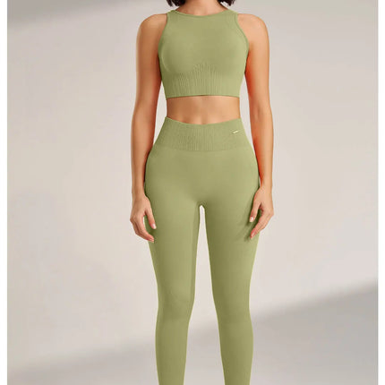 Yoga Clothing Set Women's High Waisted Leggings and Top Two Piece Seamless Fitness Exercise Clothing Fitness Workout Underwear