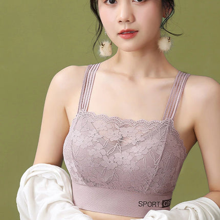 Sexy Lace Seamless Large Size Women's Bra Comfortable Breathable Sports Beauty Back Vest Sleep Gathered Wrapped Chest Tube Top