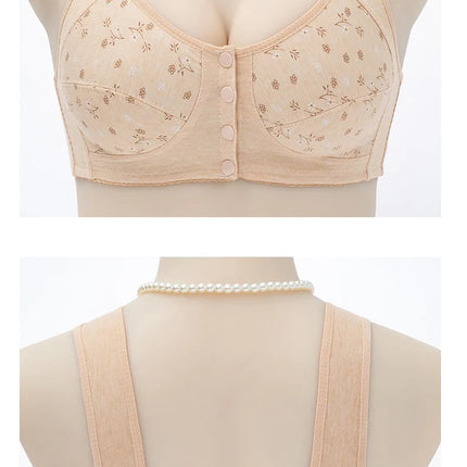 3Pcs/Set Women Lingerie Bra Cotton Wire Free Front Closure Bralette Confortable Underwear Widened Shoulder Straps U-shaped Back