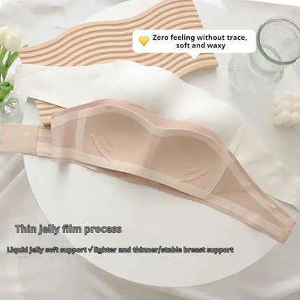 Women's bra strapless underwear thin non slip non marking invisible collection breast supplement jelly bra