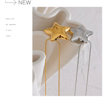 Yhpup 316l Stainless Steel Star Pendant Necklace Waterproof 18K PVD Plated Metal Fashion Jewelry Attractive Women Accessories