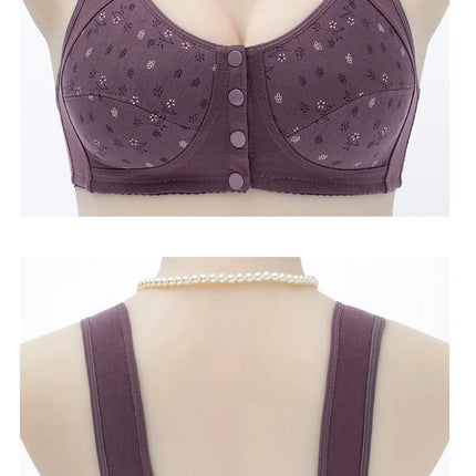 3Pcs/Set Women Lingerie Bra Cotton Wire Free Front Closure Bralette Confortable Underwear Widened Shoulder Straps U-shaped Back