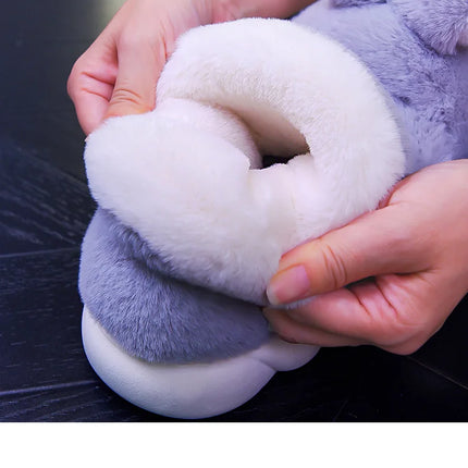 Women Indoor Cotton Slippers Cute Cartoon Dog Winter Warm Shoes Couples Home Floor Slides Anti-slip  Female Male House Footwear