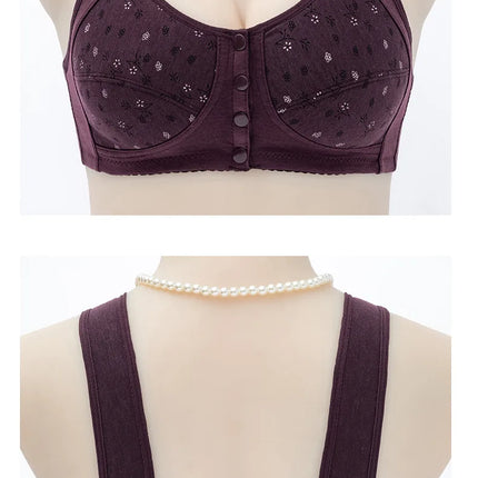 3Pcs/Set Women Lingerie Bra Cotton Wire Free Front Closure Bralette Confortable Underwear Widened Shoulder Straps U-shaped Back