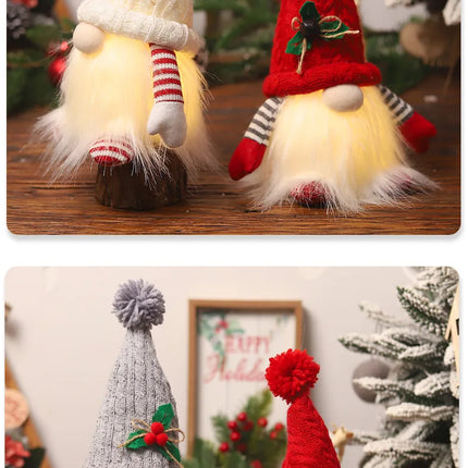1~4pcs 2024 Christmas Doll Elf Knitted Gnome with Led Night Light Christmas Decorations for Home Xmas Navidad New Year 2025 Gift