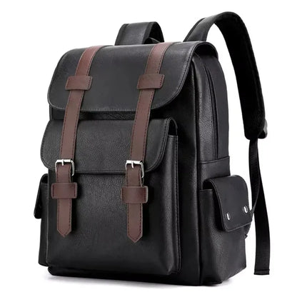 Korean Version Soft PU Leather Backpack For Men And Women Casual Trend High School Students Computer Travel Backpacks Wholesale
