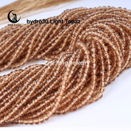 Zhe Ying 10strands/lot Tea Color Glass Beads Hydro Round Micro Faceted Crystal Loose Beads for Bracelet Necklace Accessories
