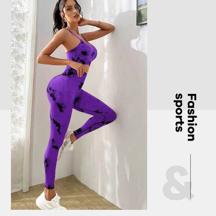 Tie Dye Yoga Women's Tracksuit Fitness Yoga Sets Sportswear Workout Bra+High Waist Leggings Gym Clothing Seamless Sports Suits
