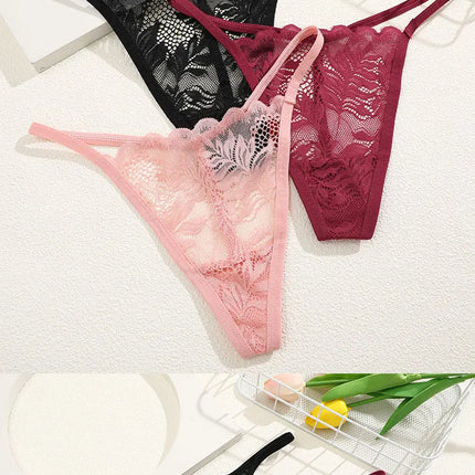 6Pcs/Set Lace Thong For Women Low Rise Soft Intimates Lingerie Sexy Lace Panties Color Ladies Comfortable Underpants Girls Panty