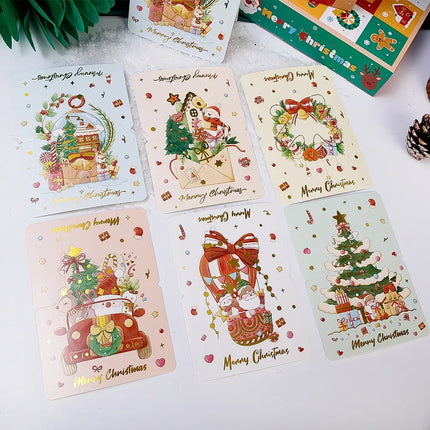20/10/5/1Pcs Christmas Cards Greeting Invitations Foldable Bronzing Gifts Letter Home Xmas Party Envelope Decoration Accessories