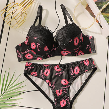 Viomisha High Quality Printed Patchwork Lace Sexy Lingerie Set  Women Underwire Push Up Bras  Female Underwear Panty Set S-XL