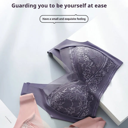 Sexy Lace Bras for Women Perspective Full Cup Solid Color Brassiere V-Neck Seamless Crop Top Female Push Up Breathable Lingerie