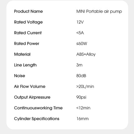 CARSUN Mini Air Pump Tire Inflator Car Electric Mini 20L/Min Portable Air Compressor For Car Motorcycles Bicycle Inflatable