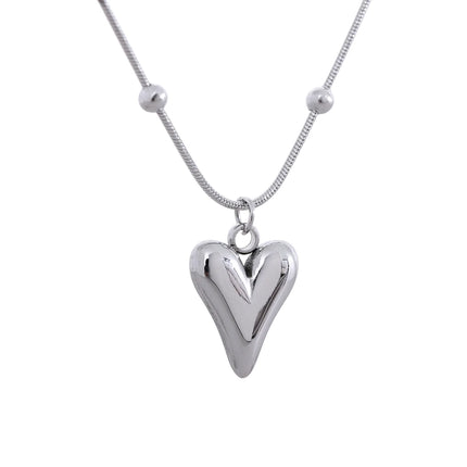 Yhpup Temperament Heart Pendant Chain Necklace for Women Stainless Steel Stylish Choker 18 K Jewelry Waterproof Party Gift