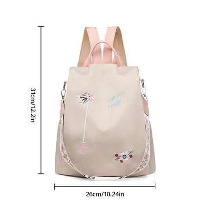 Waterproof Oxford Women Backpack Fashion Anti-theft School Bag Embroidery Designer Female Large Capacity Travel Shoulder Handbag