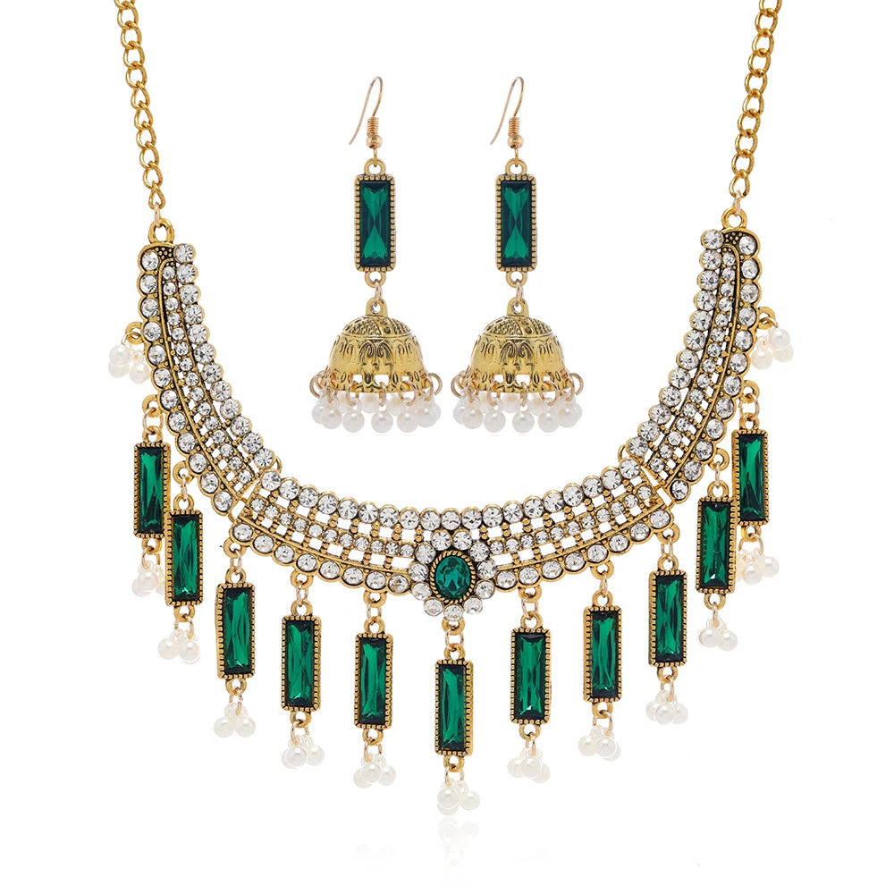 Vintage Bohemian style necklace, earrings, collarbone chain, exaggerated personality, ethnic style chain accessories, exotic atm