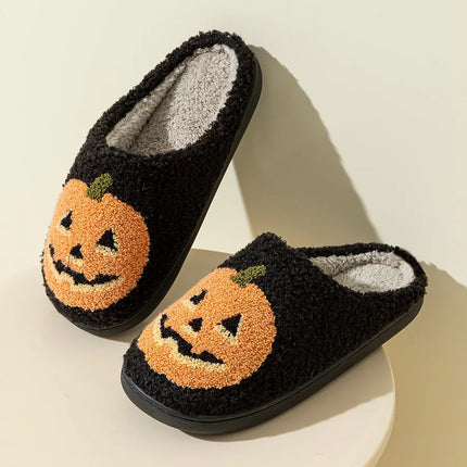 Cute Funny Halloween Women's Slippers Cartoon Pumpkin Indoor Warm Soft Sole Comfy Slipper Breathable Leisure Home Plush Shoes