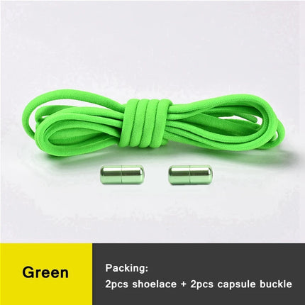 21 Colors No Tie Shoelaces Round Color Metal Lock Elastic Shoelace General For Children And Adults Sneakers Lazy Laces Unisex
