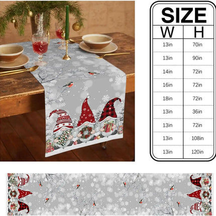 Christmas Gnome Snowflake Branch Bird Linen Table Runner Dresser Scarves Winter Xmas Kitchen Table Runner Christmas Decorations