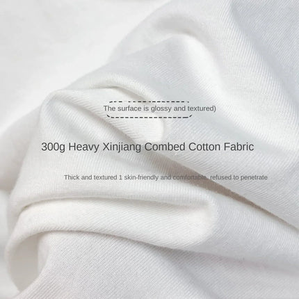 300g Cotton T Shirts Men Short Sleeved Heavyweight  Summer Round Neck Loose Breathable Shirt for Men Women Basic Tee