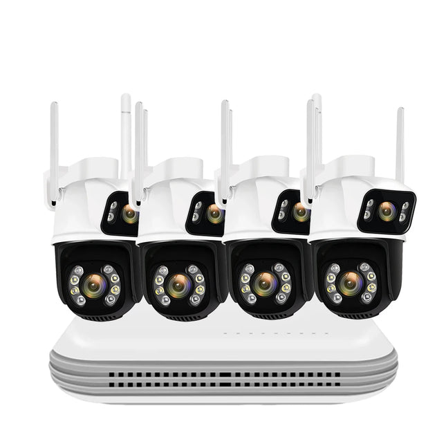8MP PTZ WIFI Camera Kit Dual Lens PTZ IP Camera Smart Home Night Vision ICSEE APP NVR Outdoor 8CH Wireless CCTV Camera System