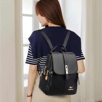 Luxury Women Leather Backpacks for Girls Sac A Dos Casual Daypack Black Vintage Backpack School Bags for Girls Mochila Rucksack