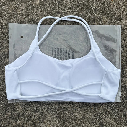 Solid Color Underwear Cross-back Women Fitness Bra Yoga Vest Gym Sport Top Hollow back Push With Chest Pad Four shoulder straps