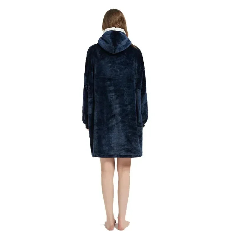 Winter Hoodies Sweatshirt Women Men Pullover Fleece Giant TV Oversized Blanket with Long Flannel Sleeves