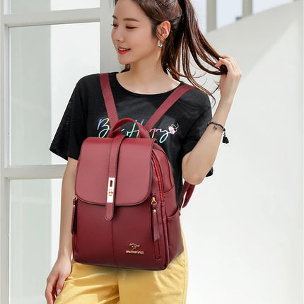 Luxury Women Leather Backpacks for Girls Sac A Dos Casual Daypack Black Vintage Backpack School Bags for Girls Mochila Rucksack