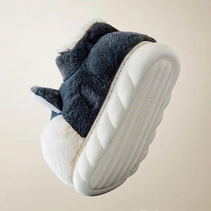 Women Indoor Cotton Slippers Cute Cartoon Dog Winter Warm Shoes Couples Home Floor Slides Anti-slip  Female Male House Footwear