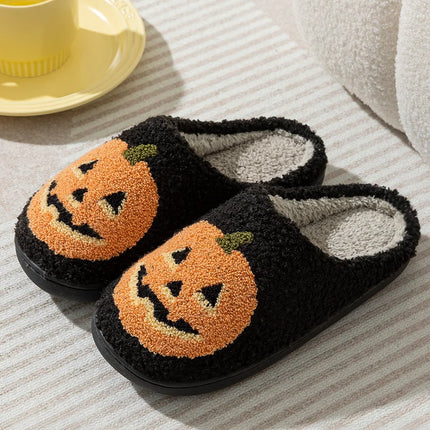 Cute Funny Halloween Women's Slippers Cartoon Pumpkin Indoor Warm Soft Sole Comfy Slipper Breathable Leisure Home Plush Shoes