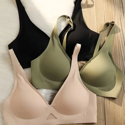 Seamless Bras For Women Wireless Bra Push Up Deep V Glossy Underwear Female Bralette Invisible Padded Brasiere Sexy Lingerie