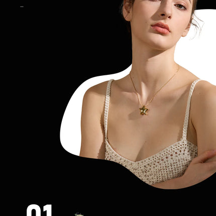 Yhpup 316l Stainless Steel Star Pendant Necklace Waterproof 18K PVD Plated Metal Fashion Jewelry Attractive Women Accessories