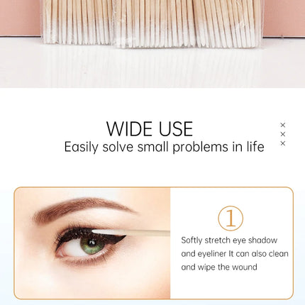 100/300 Pcs Disposable Ultra-small Cotton Swab Brush Lint Free Micro Wood Makeup Brushes Eyelash Extension Glue Removing Tools