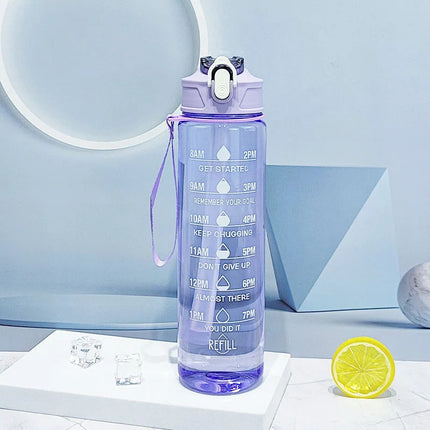 Sports Water Bottle with Time-Tracking Straw Leak Proof Locking Flip Cover for Easy Carry Ideal for Outdoor Adventures